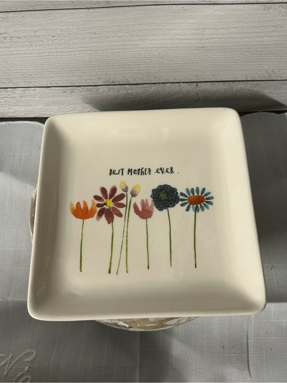 Rae Dunn Best Mother Ever Floral Decorative Dish